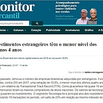 Investimentos estrangeiros tm o menor nvel dos ltimos 4 anos